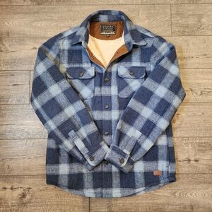 Jachs New York Mens Wool Blend Sherpa Lined Flannel Shirt Jacket Blue Size M